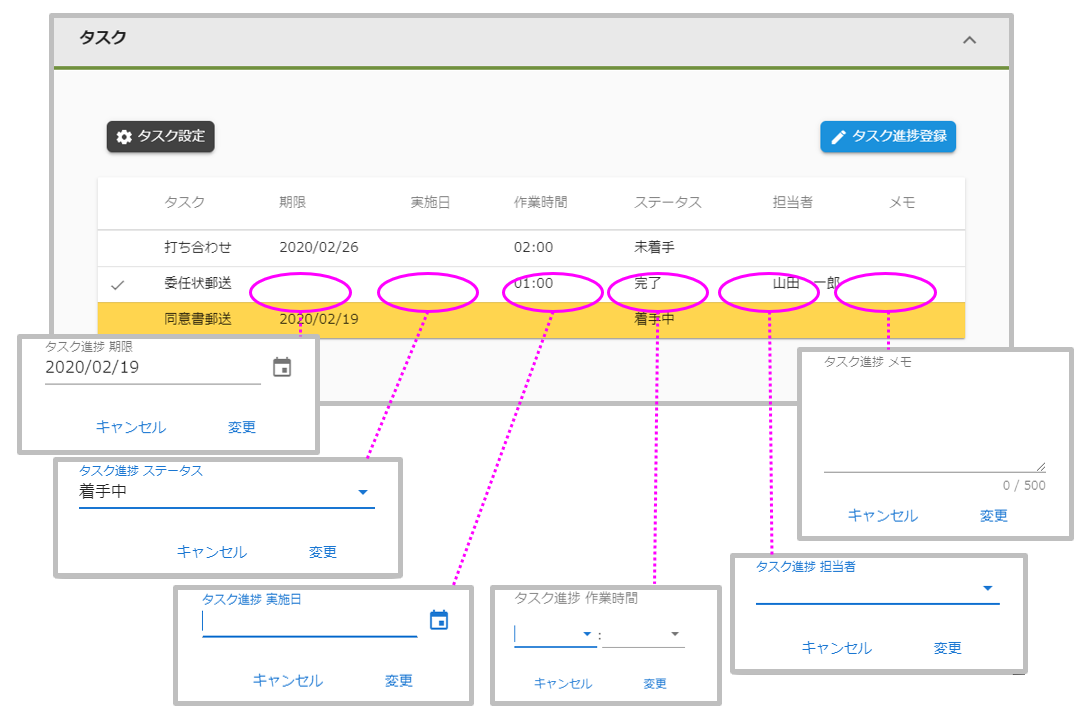 タスク進捗登録.変更ダイアログ